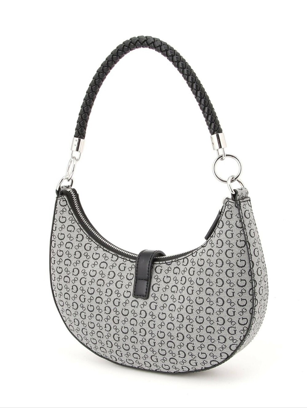 Guess Black & Gray Crescent Logo Shoulder Bag - Picture 3 of 8